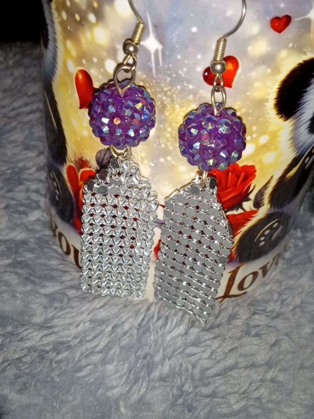 AURORA BOREALIS IRIDESCENT STERLING DANGLE EARRINGS